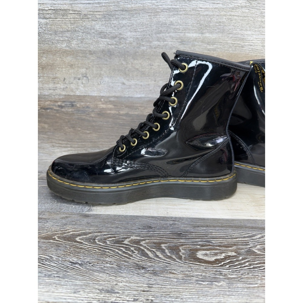 Dr Martens Womens Boots 8 Zavala Black Patent Leather Lace Up Combat - Picture 7 of 12